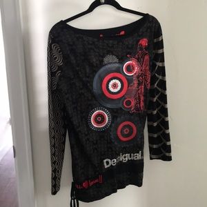 Desigual top. Fun print, ties at bottom